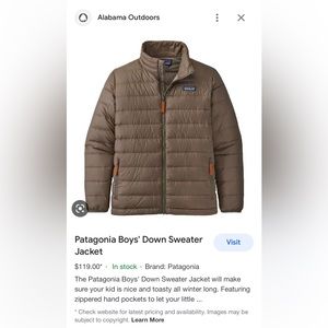 Size 12 Kids Patagonia Down Sweater Jacket